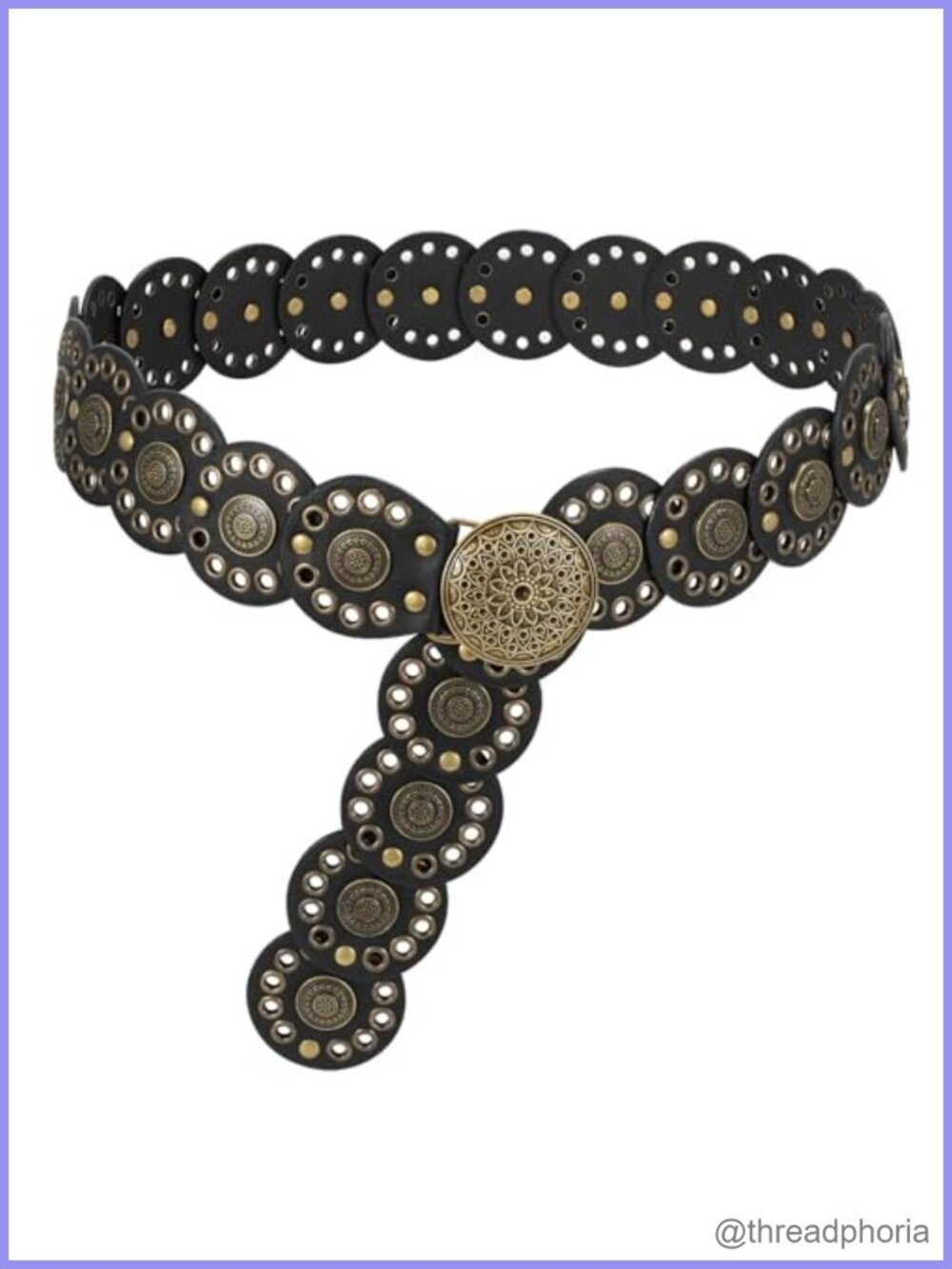 Faux Leather Western Concho Belt Boho Vintage Waist Belt